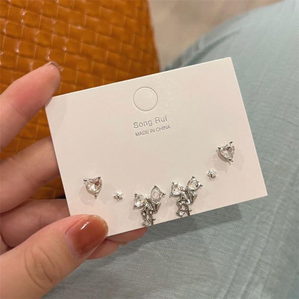 (27) IF ME Korean Butterfly Earring Set  Zircon Clover Stud Earrings for Women Y2K Accessories Jewelry