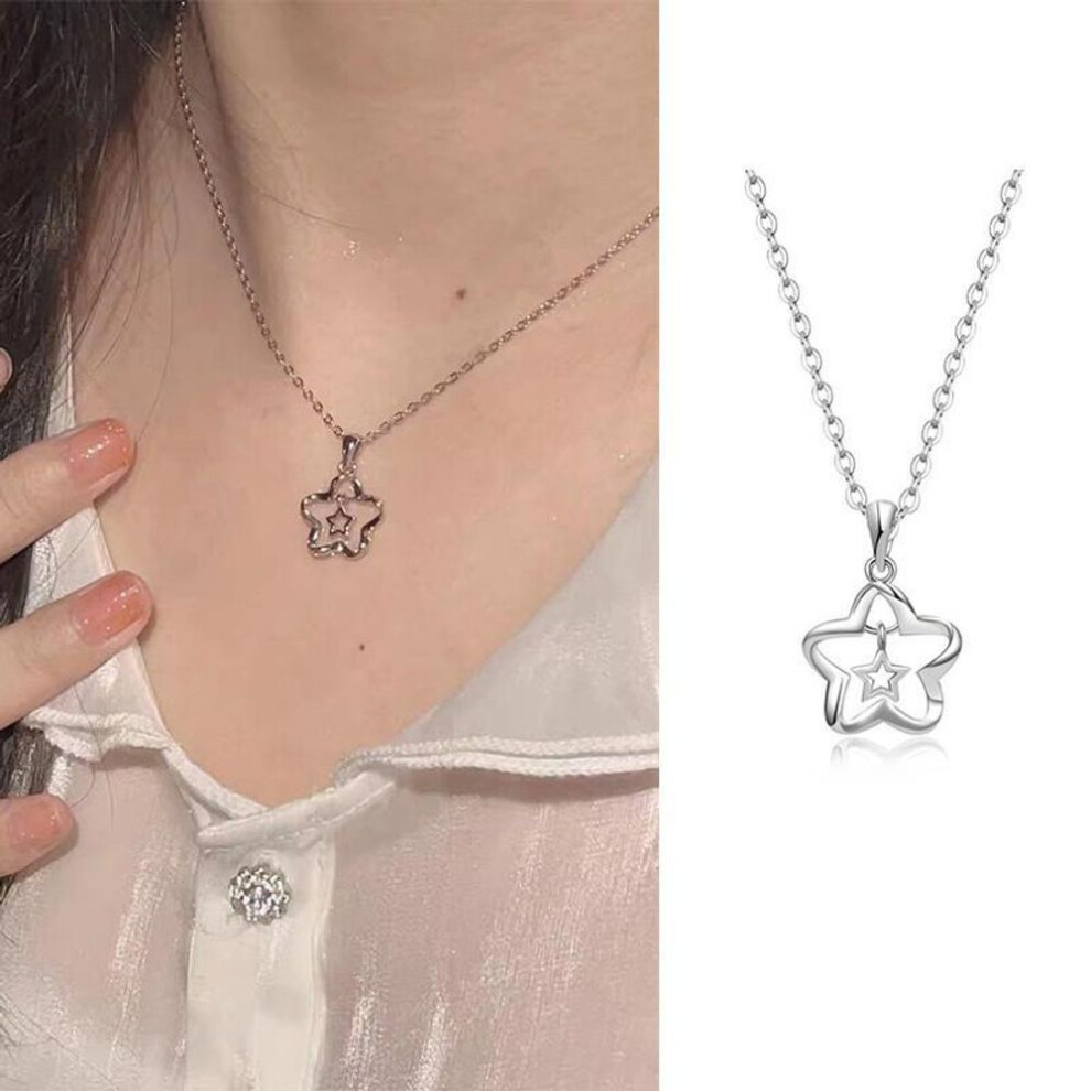 (21) IF ME Simple Clover Tulips Necklace for Women Crystal Artificial Pearls Necklaces Silver Chain Accessories Jewelry