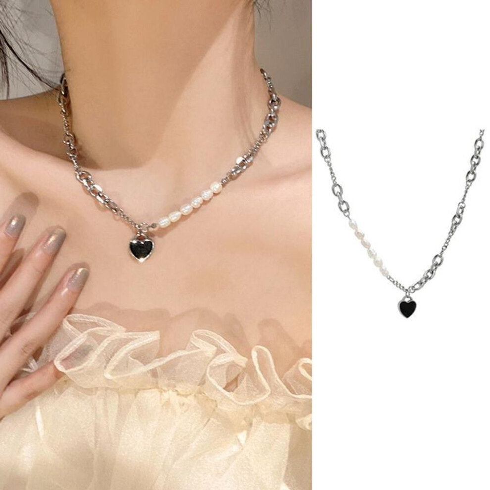 (33) If Me Simple Clover Tulips Necklace For Women Crystal Artificial Pearls Necklaces Silver Chain Accessories Jewelry
