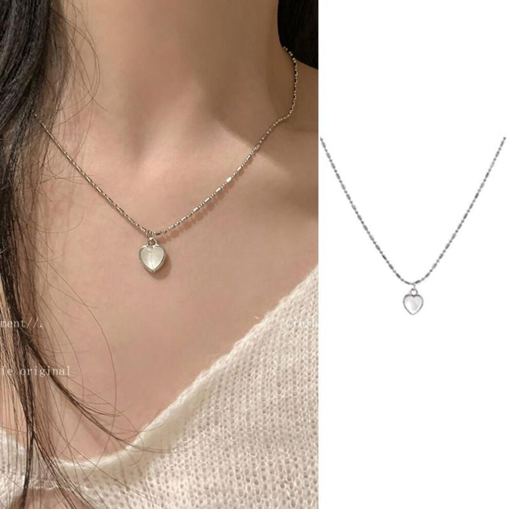 (42) If Me Simple Clover Tulips Necklace For Women Crystal Artificial Pearls Necklaces Silver Chain Accessories Jewelry