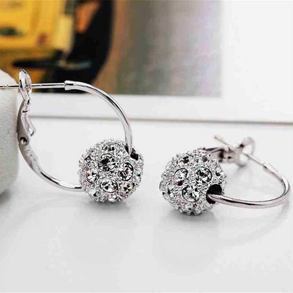 (silver) Women's Drop Earring Stud Ball Colorful Diamond Earrings Fashion Jewelry
