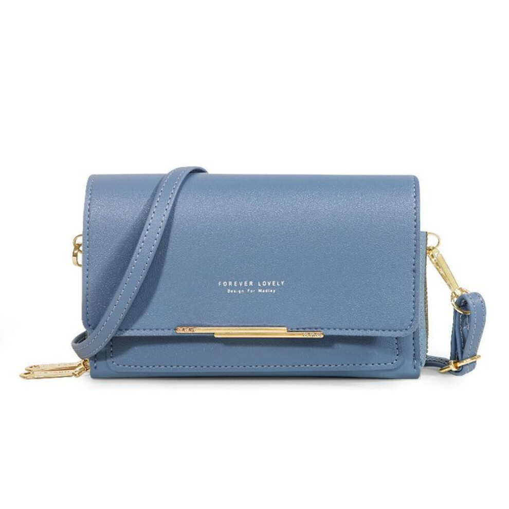(blue) Multifunctional Crossbody Bag, Women's Letter Detail Zipper Faux Leather Shoulder Bag