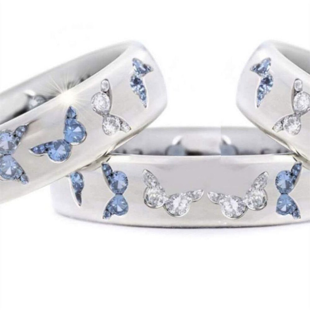 (blue, 8) 1pc Romance Women Engagement Jewelry Butterfly Gifts Cute Elegant Noble Charming Ring