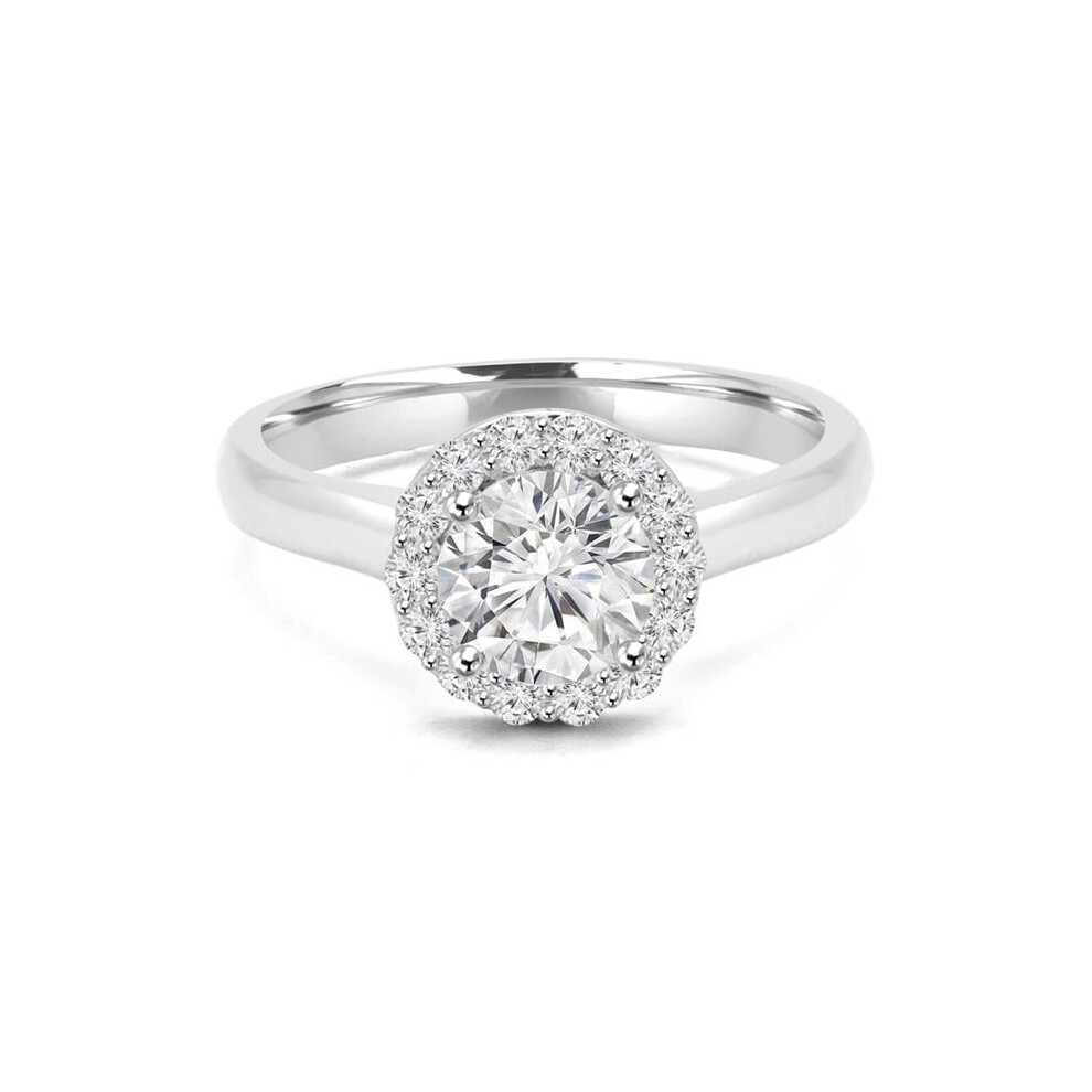 Photos - Ring Majesty Diamonds MD240149-5 0.75 CTW Round Diamond Open Bridge Cathedral Halo Engagement  in 14K White Gold - Size 5