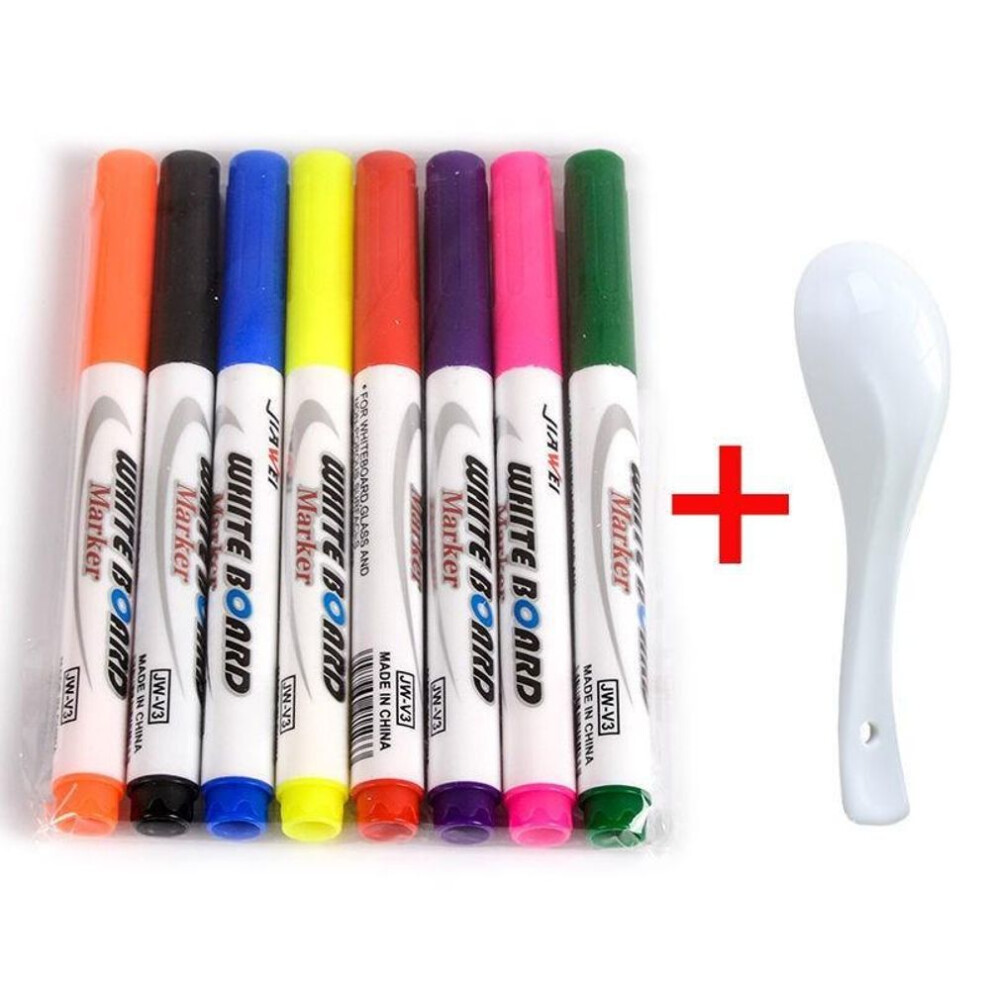 (multicolor, 8 Pcs with Spoon) Magical Water Painting Pen Colorful Mark Pen Markers Floating Ink Pen Doodle Water Pens Children Montessori Early Education Toys