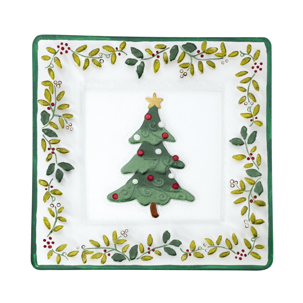Pfaltzgraff Winterberry Handpainted Square Glass Christmas Tree Platter-image-OPC-PDP9XMB-NEW