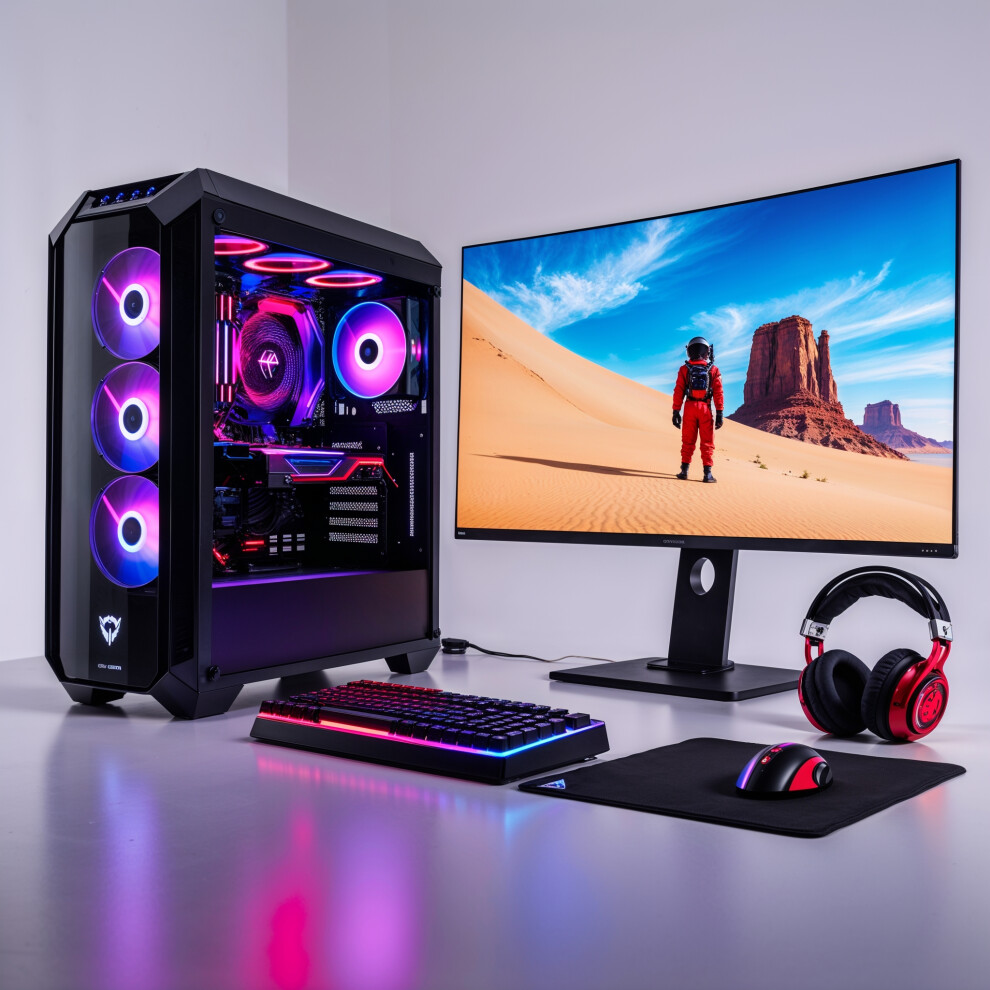Asc Intel I5 Gaming Bundle Gt730 2Gb 8Gb Ram 128Gb Ssd+500Gb Hdd 500W 80+ Psu 6 Fan Rgb Case Wifi Win 11 22" Monitor Bundle Black 5061023957271