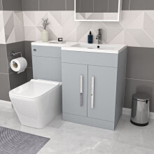 Nes Home Matte Grey 1100mm RH Basin Sink Vanity Cabinet & BTW Toilet Flat Pack