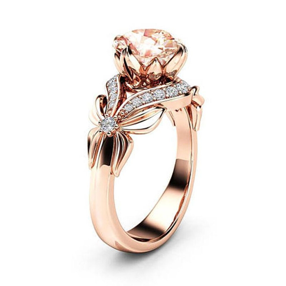 (9) Women Lady Charm Rose Flower Crystal Ring Party Jewelry Engagement Ring Wedding Ring Gifts