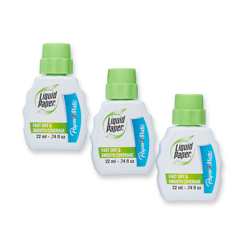 Paper Mate Liquid Paper Fast Dry Correction Fluid 22 Ml 3 Count (564