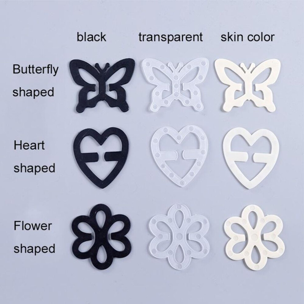 (transparent white, Flower-shaped) 3pcs/set Fashion Bra Buckles Shadow Underwear Fasteners Bra Clips Strap Holders Invisible Bra Buckle