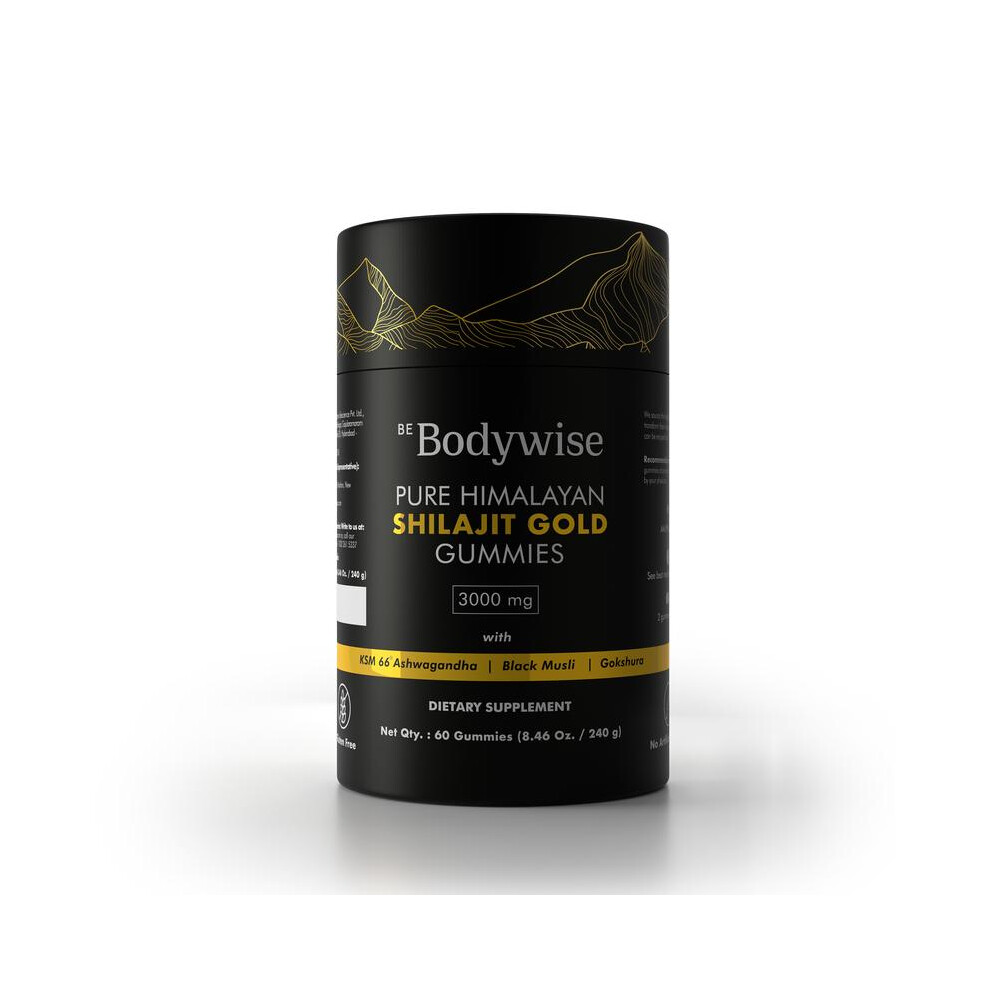 Be Bodywise Pure Himalayan Shilajit Gummies | With Ashwagandha, Gokshura & other herbs | No added sugar | 60 Gummies
