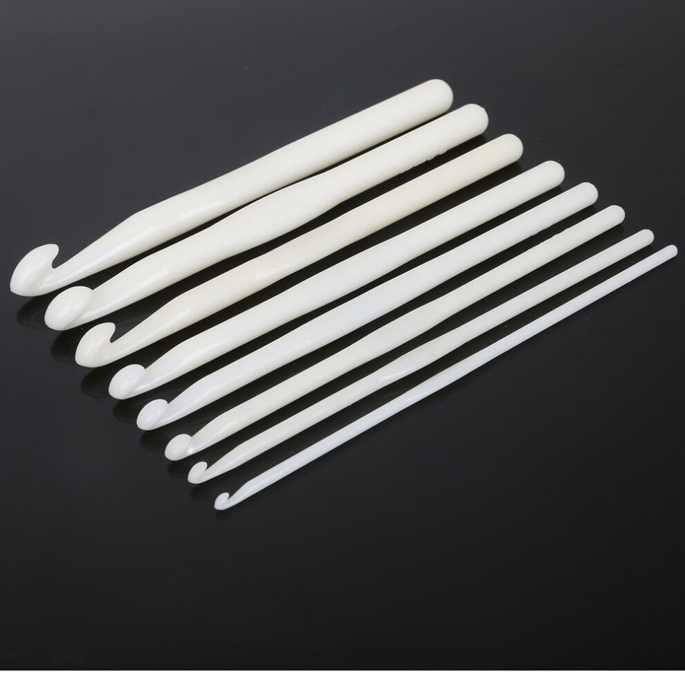 (Multi size 8pcs) 1/8pcs White Plastic Handle Crochet Hook Knitting Needles Thick Head Tools Diy Crafts Accessories