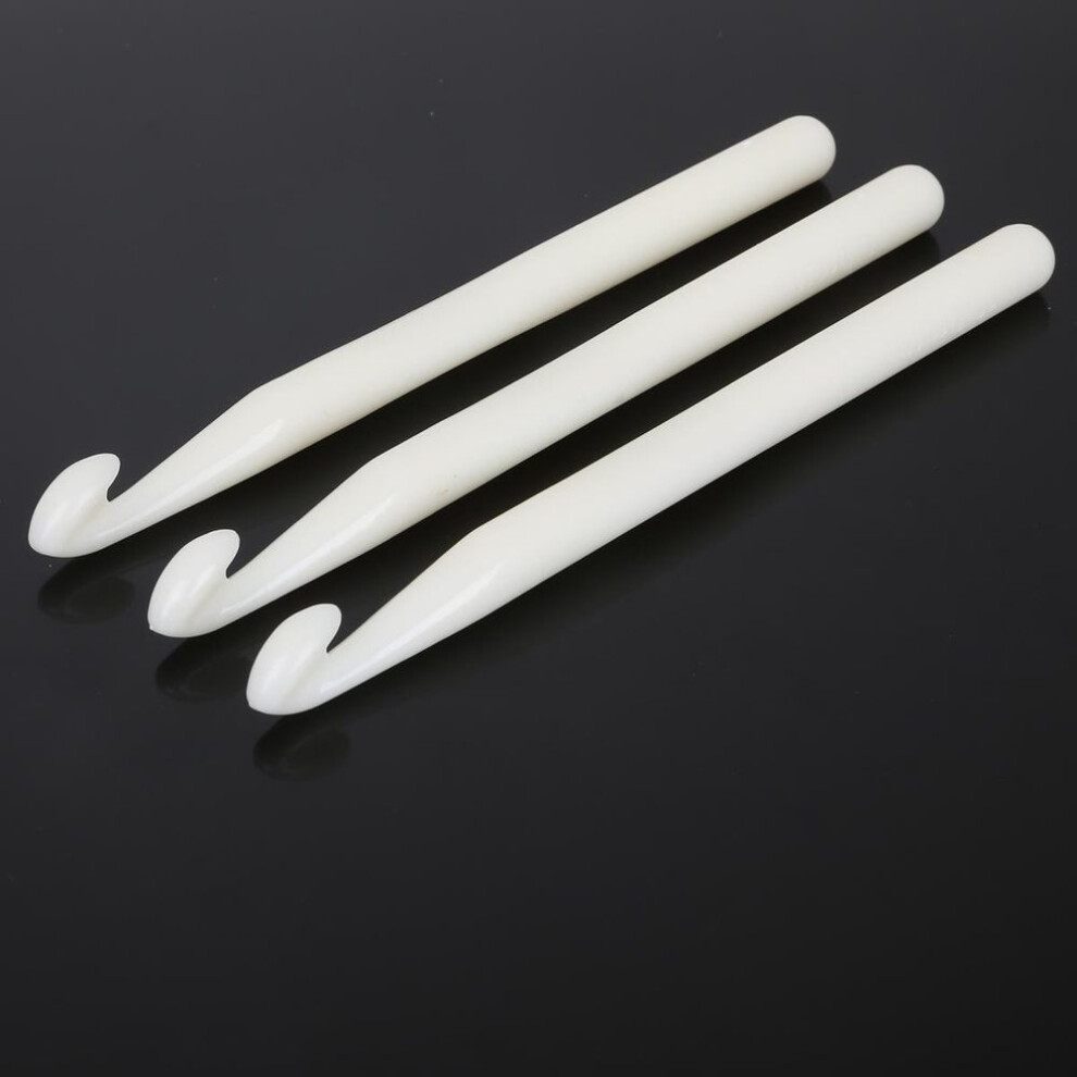 (Dia 10mm) 1/8pcs White Plastic Handle Crochet Hook Knitting Needles Thick Head Tools DIY Crafts Accessories