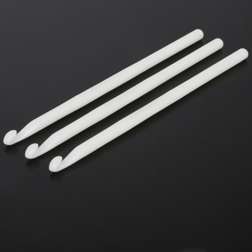 (Dia 6mm) 1/8pcs White Plastic Handle Crochet Hook Knitting Needles Thick Head Tools DIY Crafts Accessories