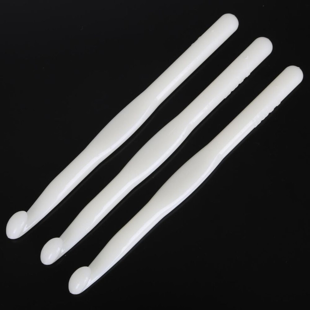 (Dia 9mm) 1/8pcs White Plastic Handle Crochet Hook Knitting Needles Thick Head Tools Diy Crafts Accessories