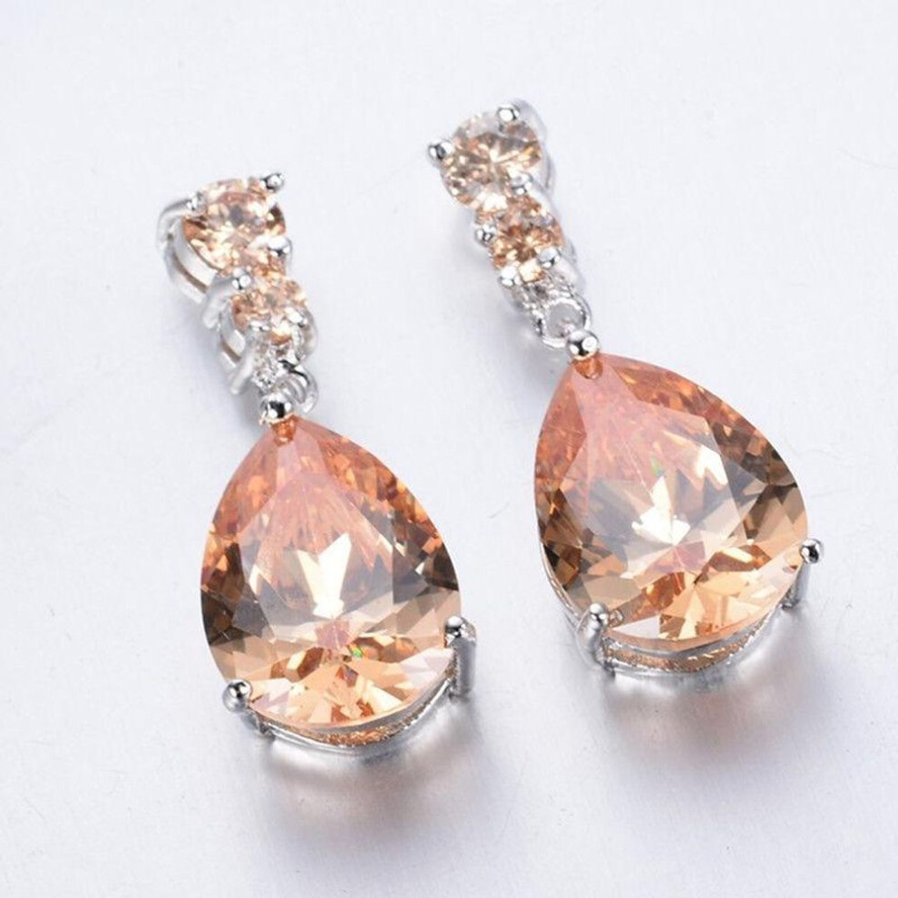 (orange) Women's Clear Drop Natural Stud Drop Dangle Earrings Wedding Earrings Jewelry