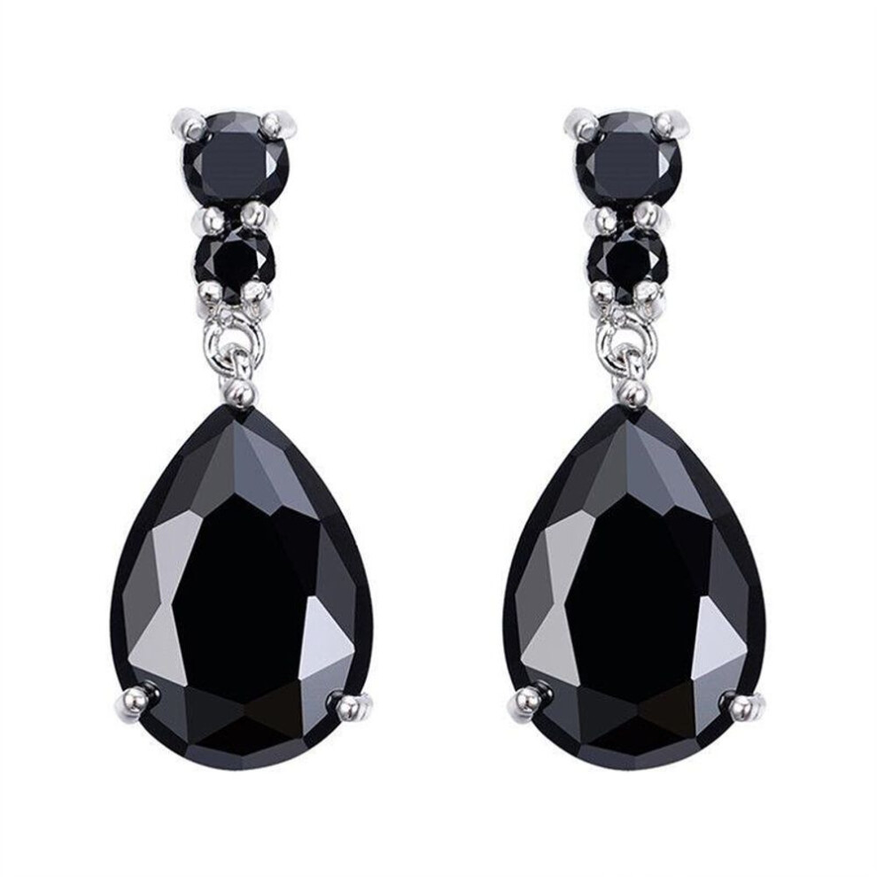 (black) Women's Clear Drop Natural Stud Drop Dangle Earrings Wedding Earrings Jewelry
