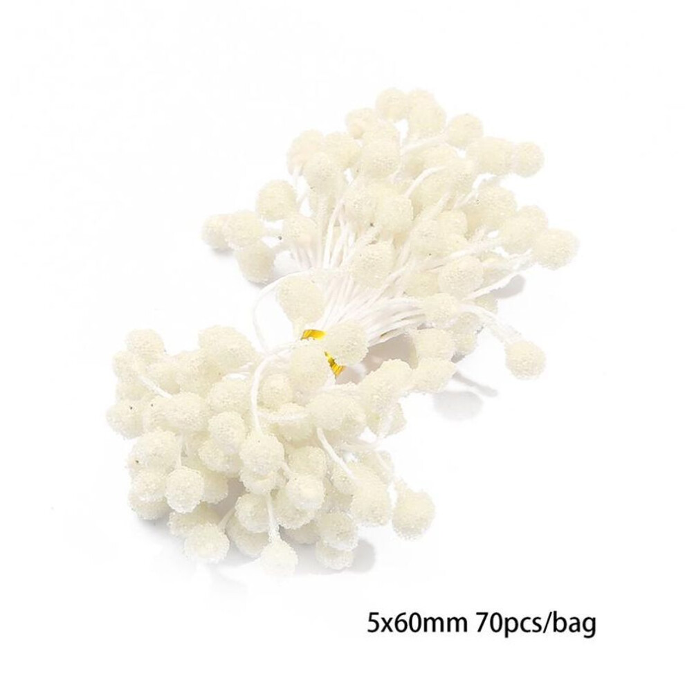 (as the picture, 10) White Series Artificial Flower Cherry Stamens Berries Bundle Diy Cake Christmas Wedding Gift Box Wre