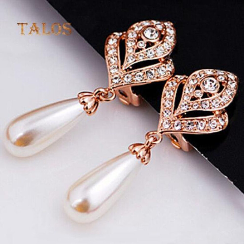 Jewelry Charm Leaf Heart Waterdrop Faux Pearls Rhinestone Dangle Earrings