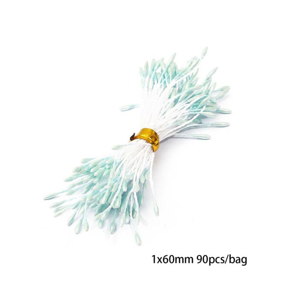 (as the picture, 27) Blue Series Artificial Flower Cherry Stamens Berries Bundle DIY Cake Christmas Wedding Gift Box Wrea