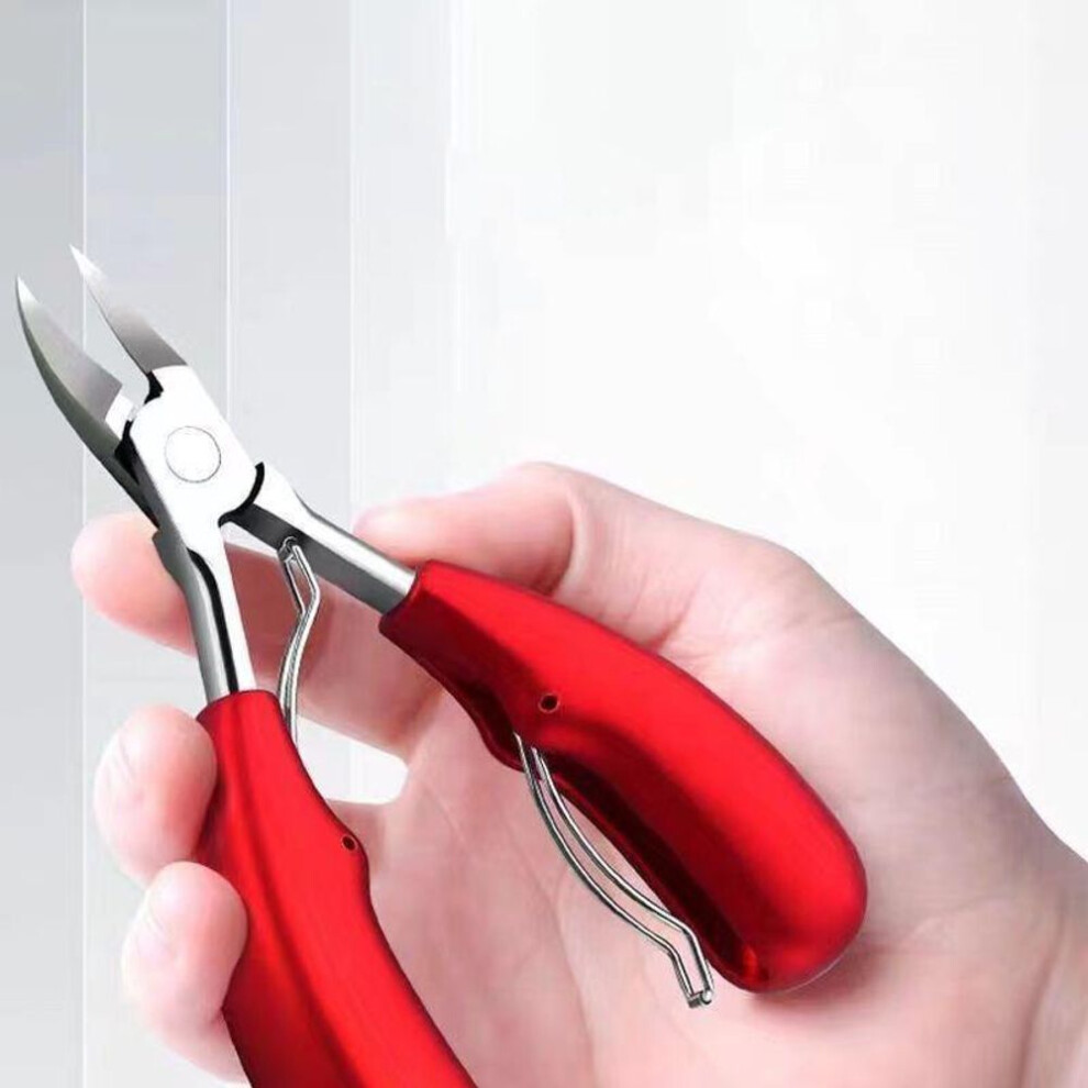 (red) Professional Toe Nail Clipper Cutter Nail Correction Nippers Heavy Duty Thick Nails Tool Cut Nail Stainless Steel Toe Trimmer
