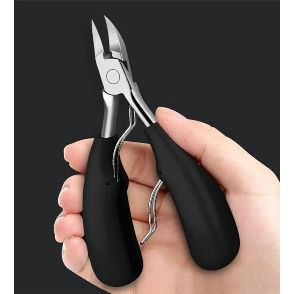 (black) Professional Toe Nail Clipper Cutter Nail Correction Nippers Heavy Duty Thick Nails Tool Cut Nail Stainless Steel Toe Trimmer