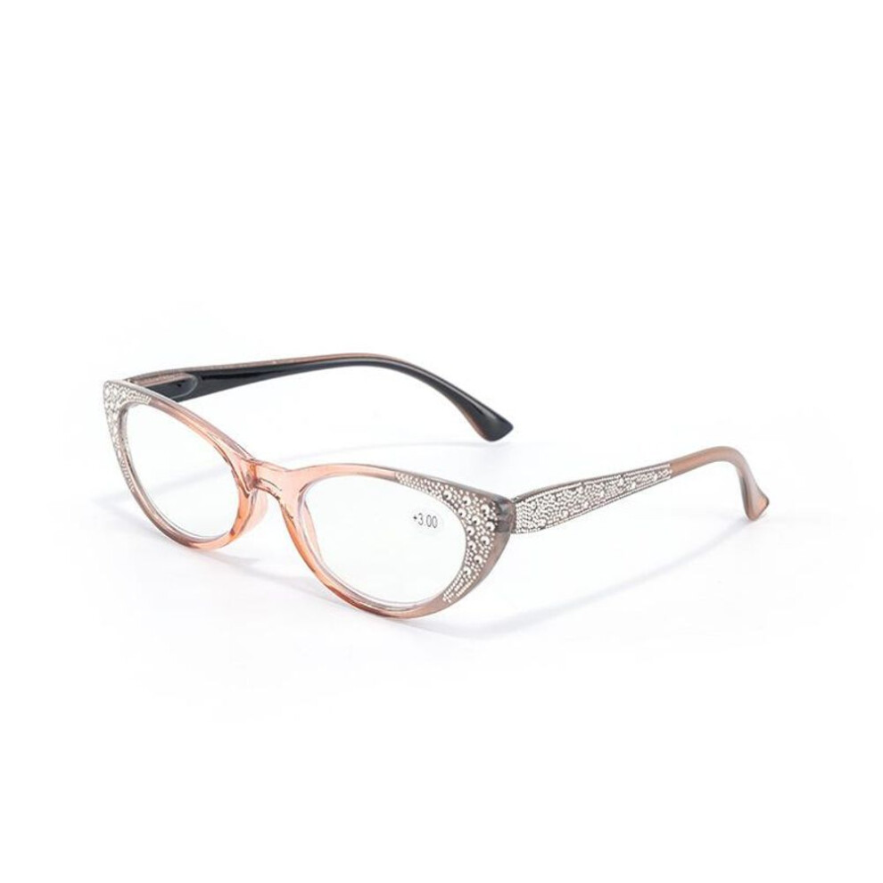 (orange, +300) Fashion Luxury Women Men Reading Glasses Cat Eye Diamond Vintage Eyeglass Cateye Retro Clear Lens Ladies Eyeglasses Ultralight Diopter-image-OPC-PGB2W6V-NEW