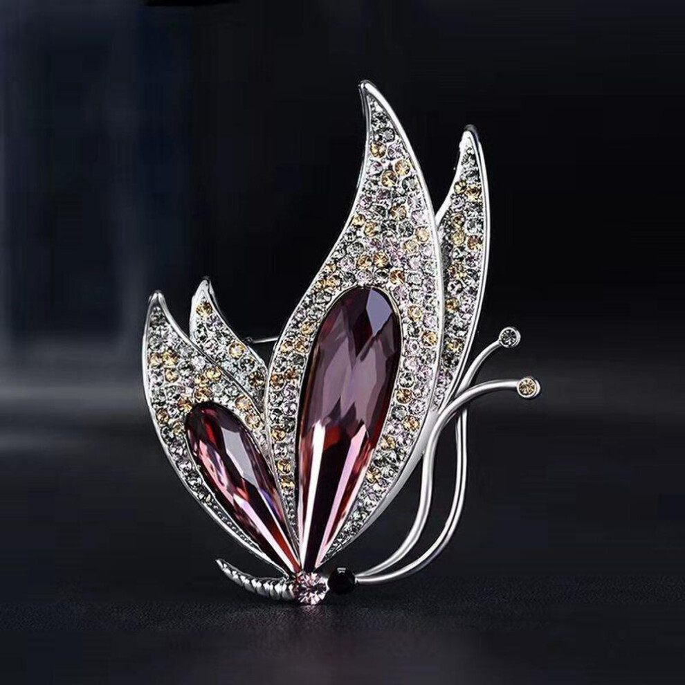 (purple) Lady Elegant Crystal All-match Brooch Pin Gift Fashion Diy Accessory Women's Corsage