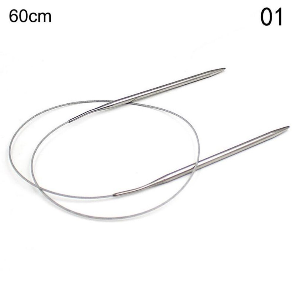 (4.5mm-60CM) 43/60/120cm Length Stainless Steel Circular Knitting Needle Ring Needle Weaving Needlework Kits Diy Crochet Hooks Knitted Tool