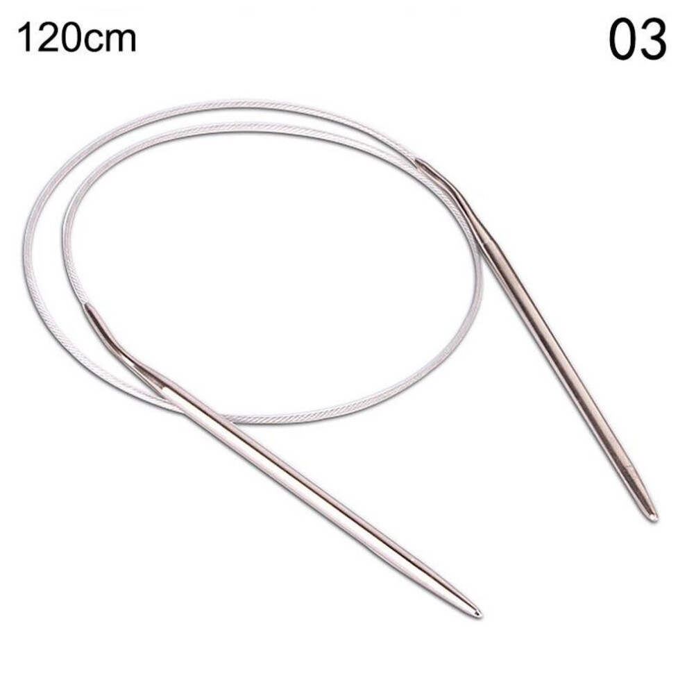 (2.25mm-120CM) 43/60/120cm Length Stainless Steel Circular Knitting Needle Ring Needle Weaving Needlework Kits Diy Crochet Hooks Knitted Tool