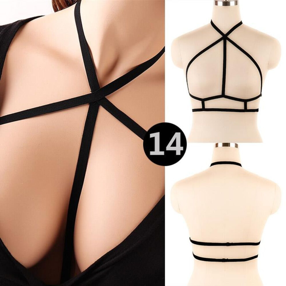 (14) New Pentagram Belt Sexy Ladies Women Body Harness Bra Chest Bondage Lingerie Bra Gothic Garter Belt Suspenders Harness Lingerie