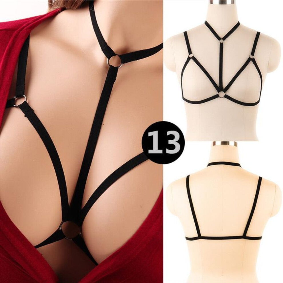 (13) New Pentagram Belt Sexy Ladies Women Body Harness Bra Chest Bondage Lingerie Bra Gothic Garter Belt Suspenders harness lingerie