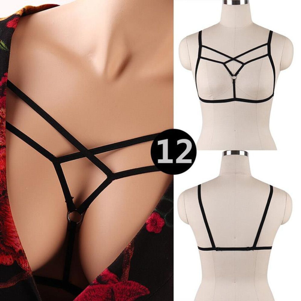(12) New Pentagram Belt Sexy Ladies Women Body Harness Bra Chest Bondage Lingerie Bra Gothic Garter Belt Suspenders harness lingerie