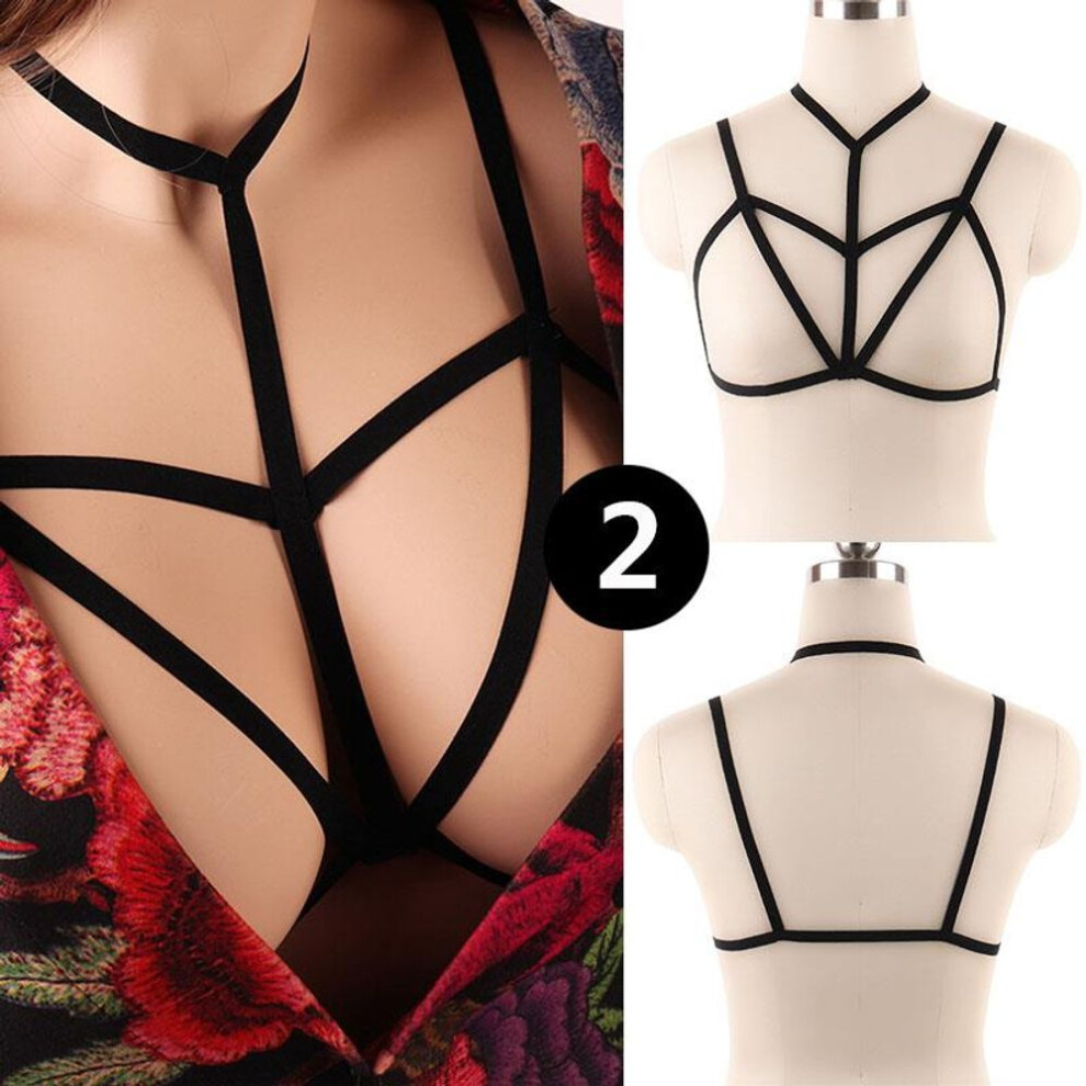 (2) New Pentagram Belt Sexy Ladies Women Body Harness Bra Chest Bondage Lingerie Bra Gothic Garter Belt Suspenders harness lingerie