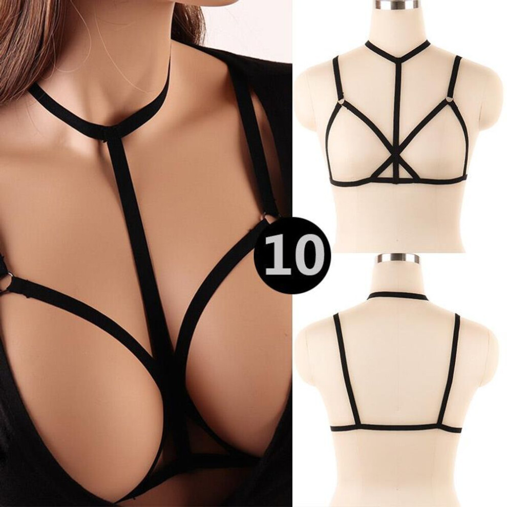 (10) New Pentagram Belt Sexy Ladies Women Body Harness Bra Chest Bondage Lingerie Bra Gothic Garter Belt Suspenders harness lingerie
