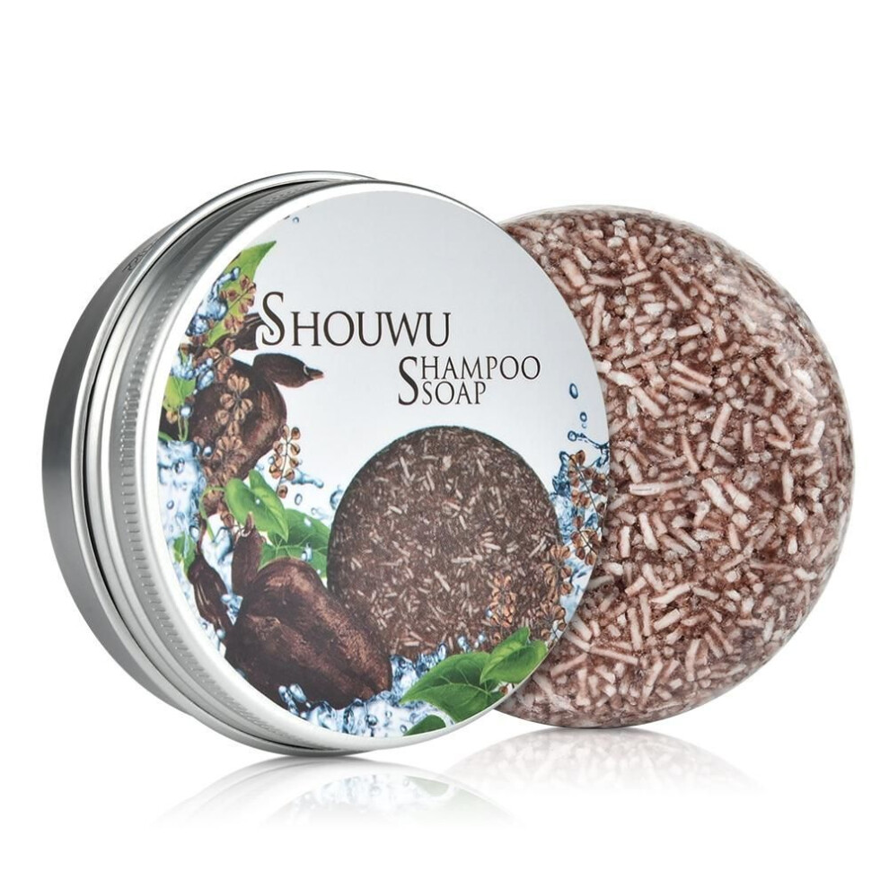 (as the picture, with Box) Healthy Polygonum Multiflorum Natural Hair Shampoo Soap Pure Plant Shampoo Bar Enhance Hair Root Soap