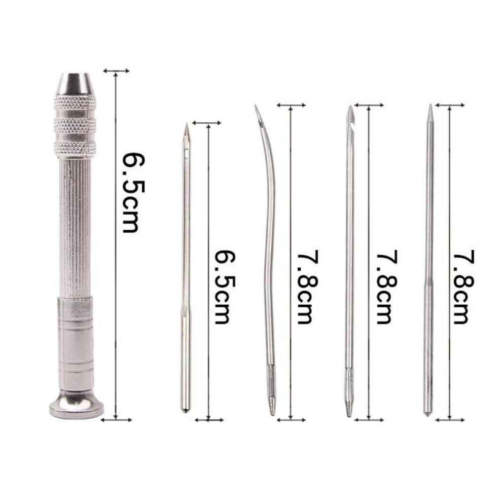 (as the picture, 5Pcs-E) Leather Sewing Awl Set Replaceable Multifunctional Shoes Repair Tool Kit Punch Stitching Needles DIY Sewing Leathercraft
