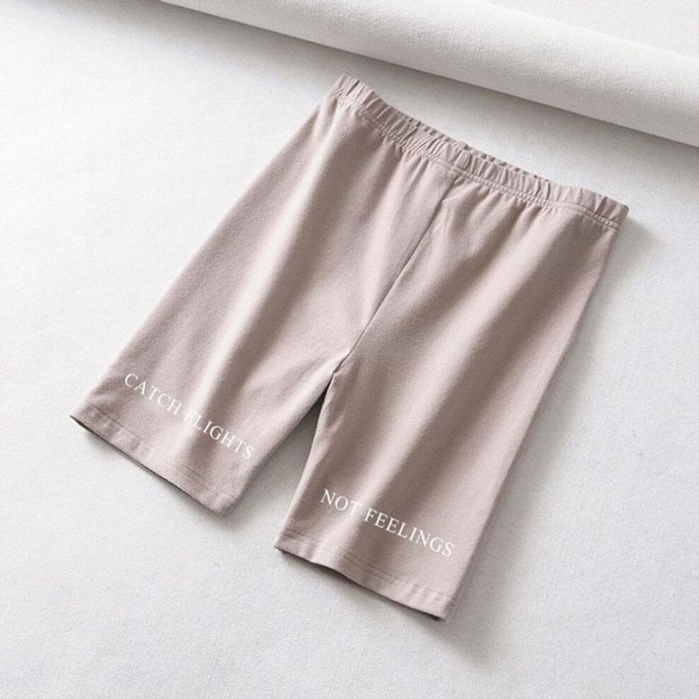 (beige, XL) Fashion Women Shorts Biker Shorts Fitness Casual Short Cotton Color Athleisure Cycling Shorts Clothing High Waist Shorts Pantalones