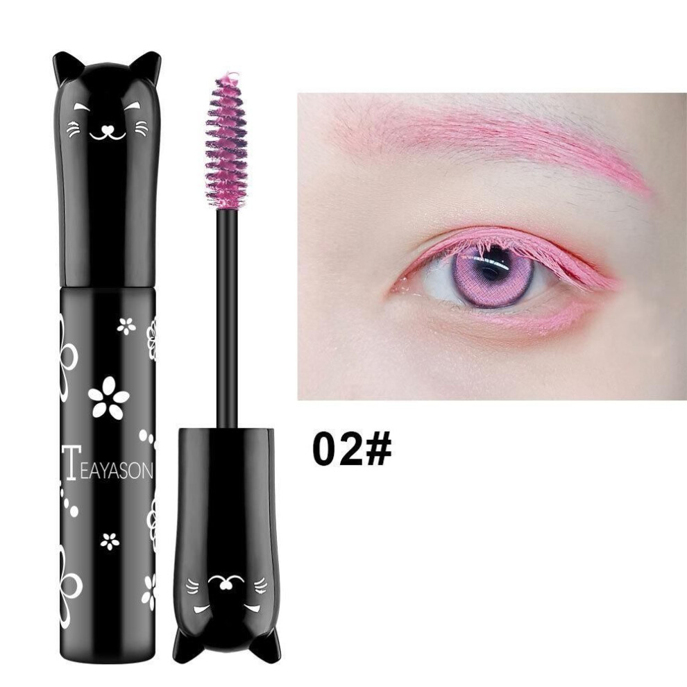 (pink) Eye Makeup Color Mascara Waterprof Quick-drying Eyelash Curling Lengthening Makeup Eyelashes Party Stage Use TSLM2