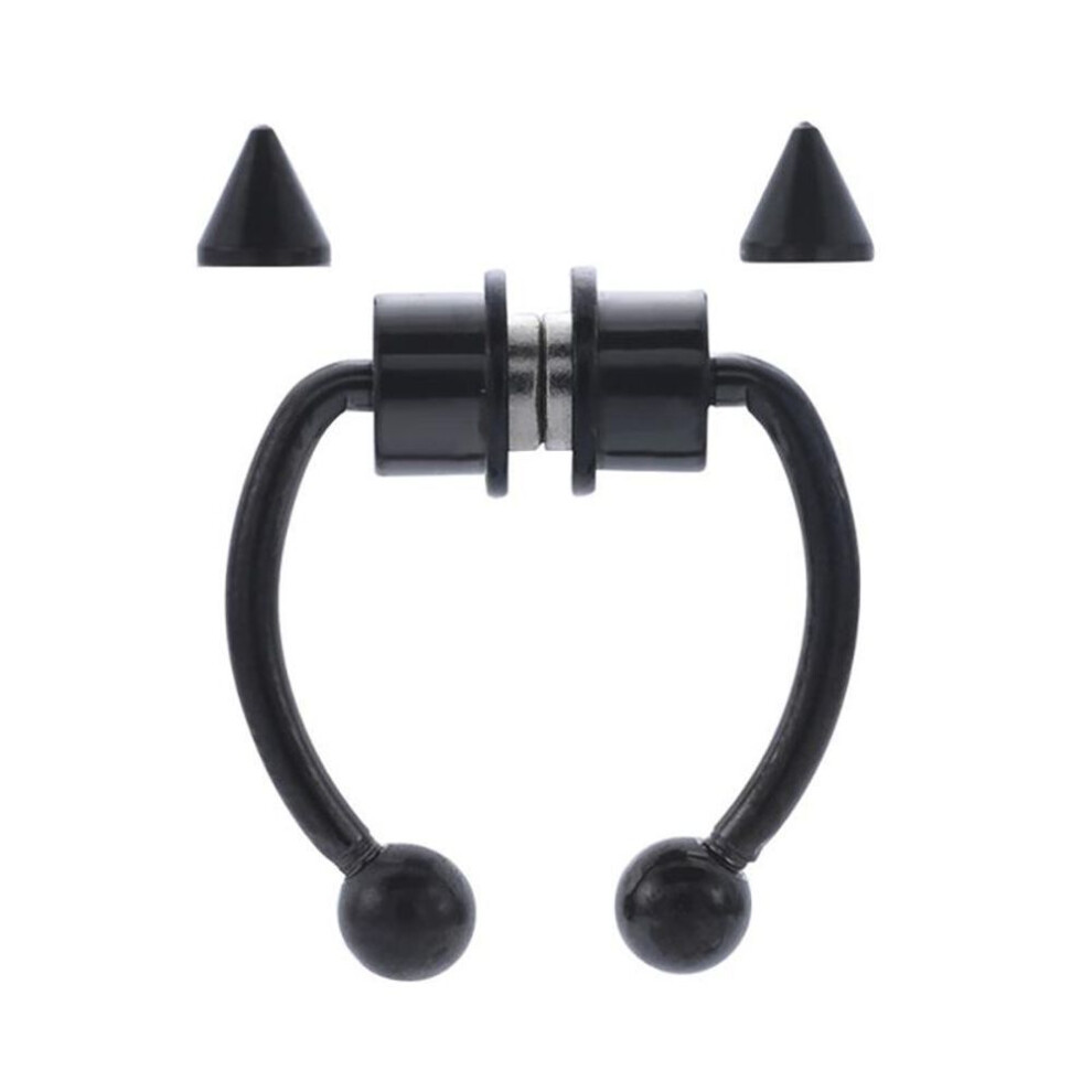 (black) 1pcs U Shaped Fake Piercing Nose Ring Alloy Nose Piercing Hoop Septum Rings For Women Body Jewelry Gifts Fashion Magnetic