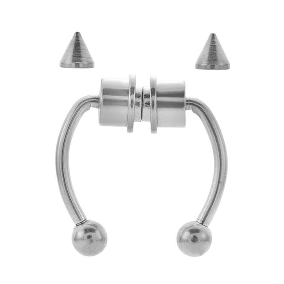 (white) 1pcs U Shaped Fake Piercing Nose Ring Alloy Nose Piercing Hoop Septum Rings For Women Body Jewelry Gifts Fashion Magnetic