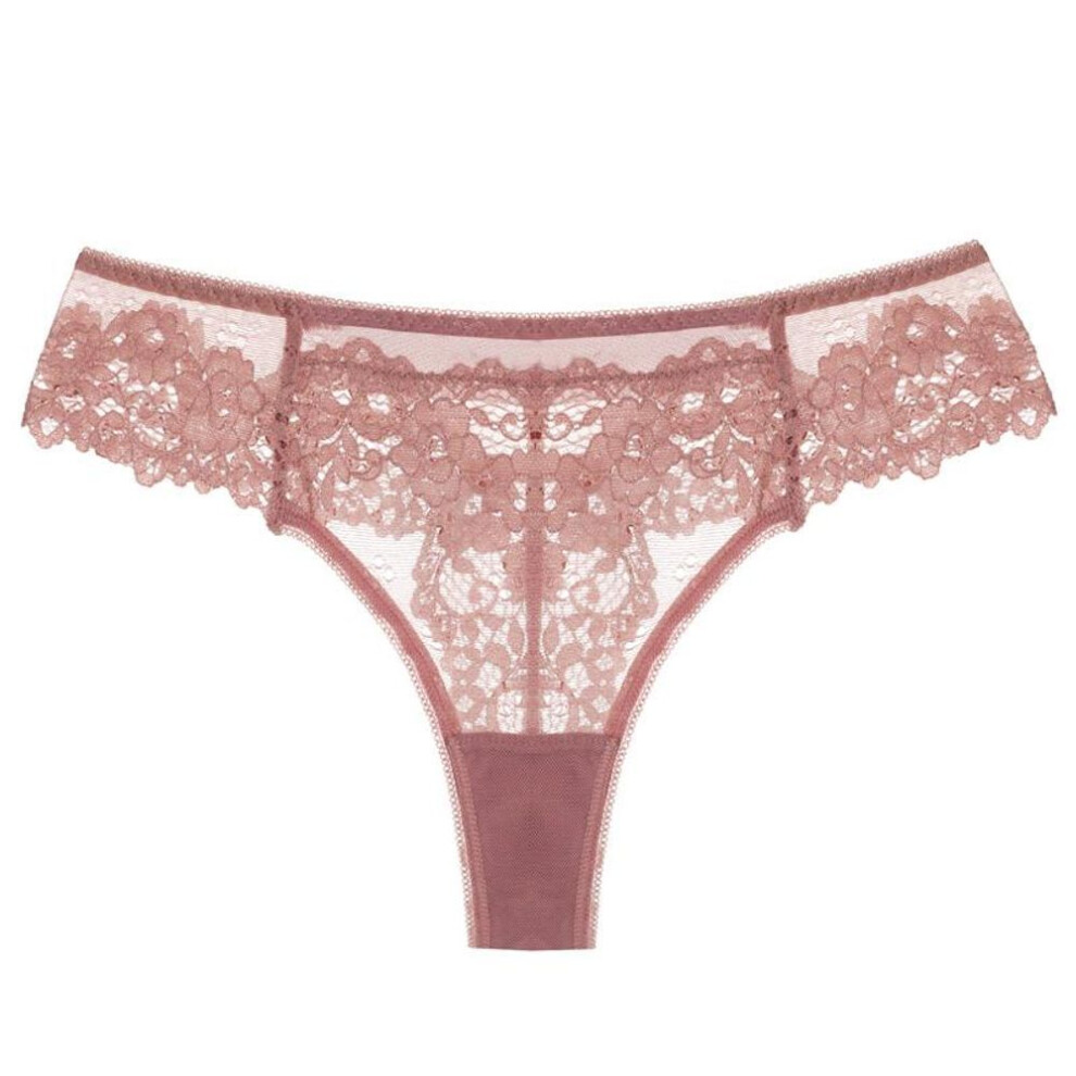 (pink, L) Sexy Panties For Women Underwear Lace Low-waist Solid Underpant Women's Lingerie Transparent Thong Hollow Out Female Briefs