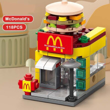 (McDonald-118Pcs) Coke Shop Street View Assembled Block Puzzle City Building Model Children's Gift Toy