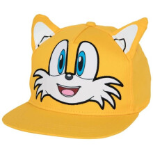 Sonic 862130 Sonic the Hedgehog Tails Big Face Youth Hat with Ears - Yellow, Adjustable Back, Officially Licensed