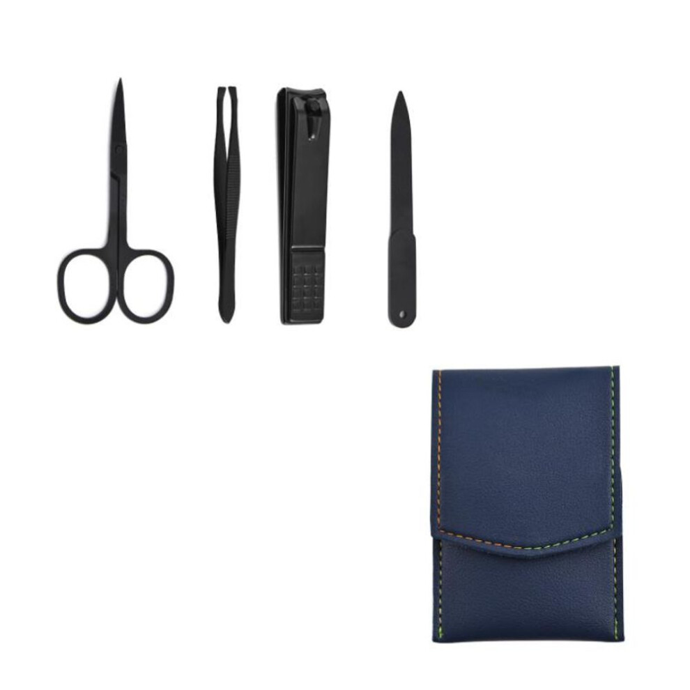 (blue) 4pcs/Set Xiaomi Manicure Cutters Nail Clipper Set Household Stainless Steel Ear Spoon Nail Clippers Pedicure Nail Scissors Tool