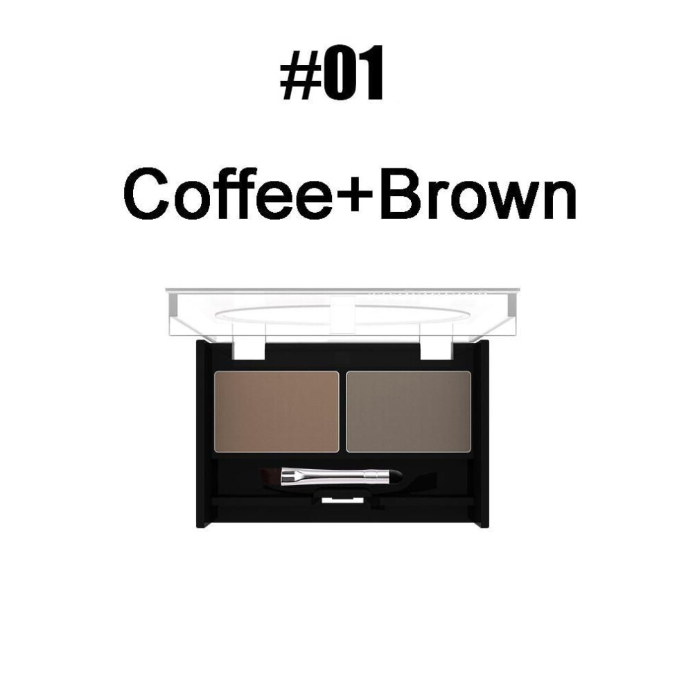 (01) Eyeshadow Cake Makeup 2 Color Waterproof Eyebrow Powder Eye Shadow Eye Brow Palette + Brush Eyebrow Enhancer Professional