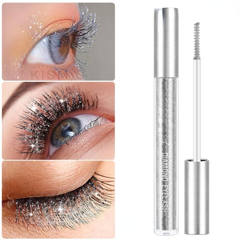 (as the picture) Glitter Eye Mascara Quick Dry Water Drops Makeup Long Lasting Waterproof Curl Thick Glitter Eyelashes Mascara