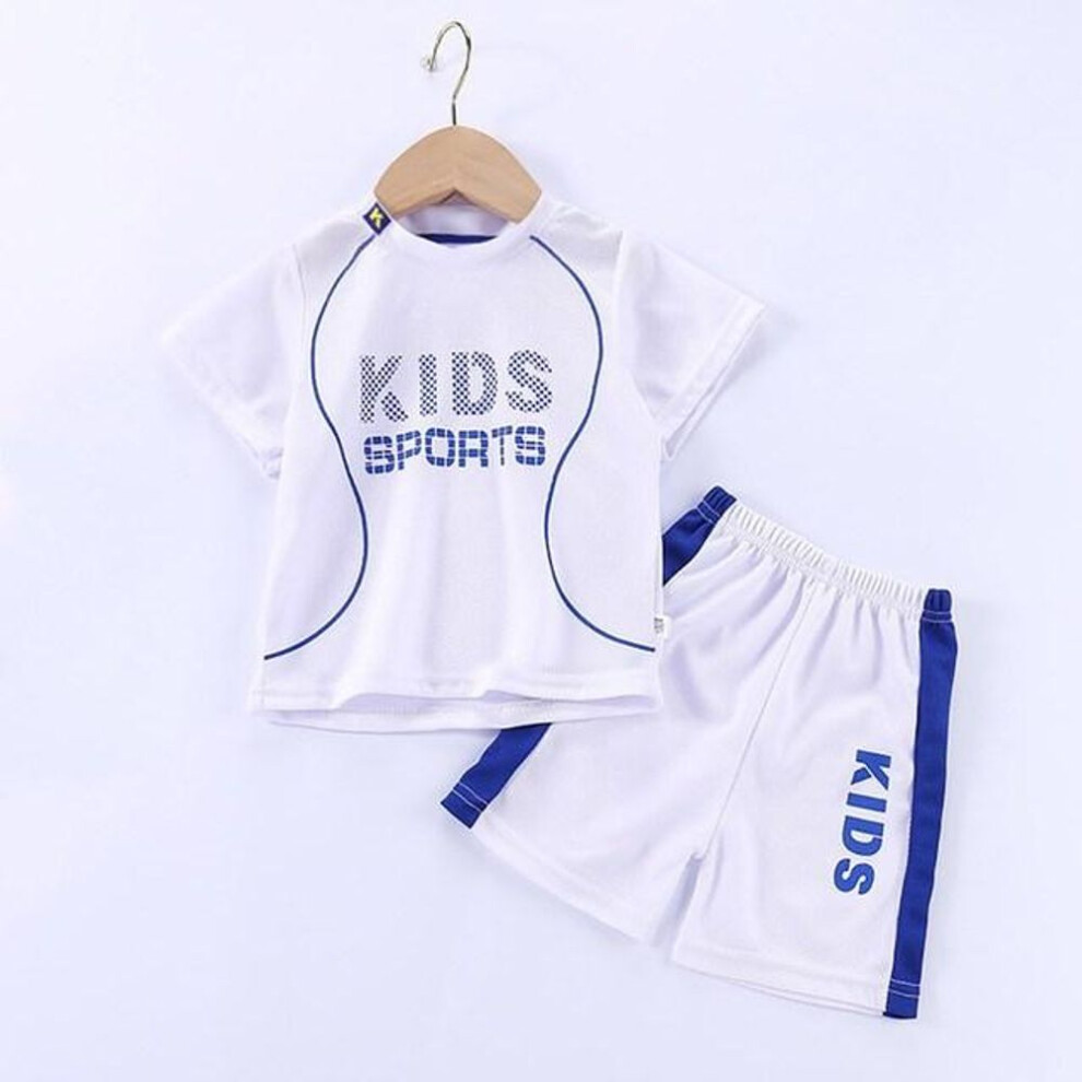 (white, 130cm) Children Summer Short Sleeve Football Basketball Suit Clothing Set Boy Girl Jersey Quick Drying Breathable Kids Sports Wear