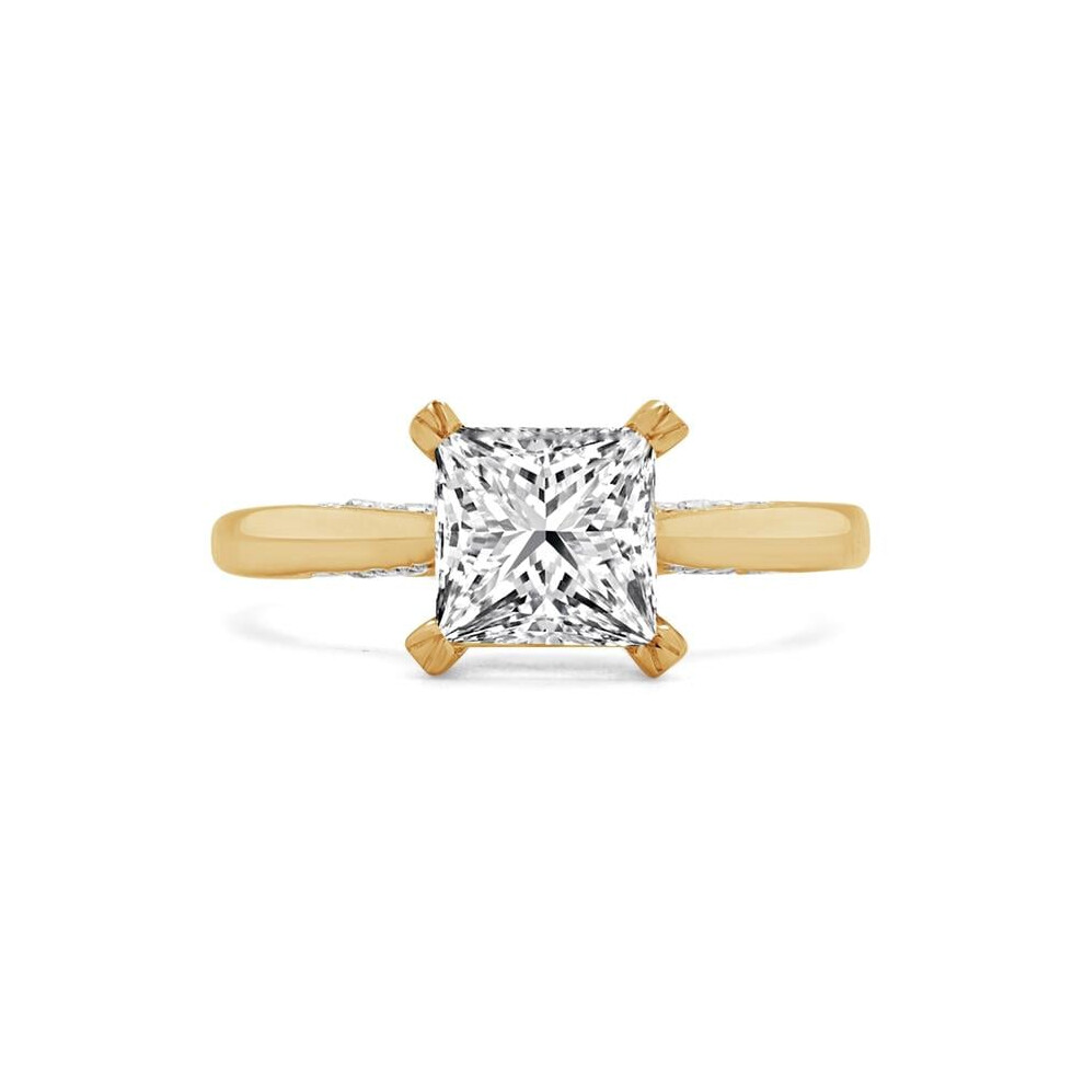 Photos - Ring Majesty Diamonds MD240147-P 1.13 CTW Princess Diamond Hidden Halo Solitaire with Accents Engagement  in 14K Yellow Gold